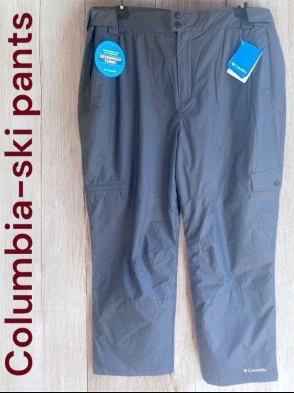 Columbia-NWT ski pants men’s XXL Snow Gun waterproof.Gray,6 pockets,velcro waist